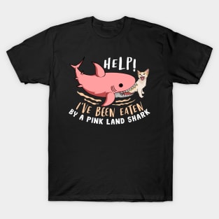 Funny Cat Eaten By Pink Shark T-Shirt